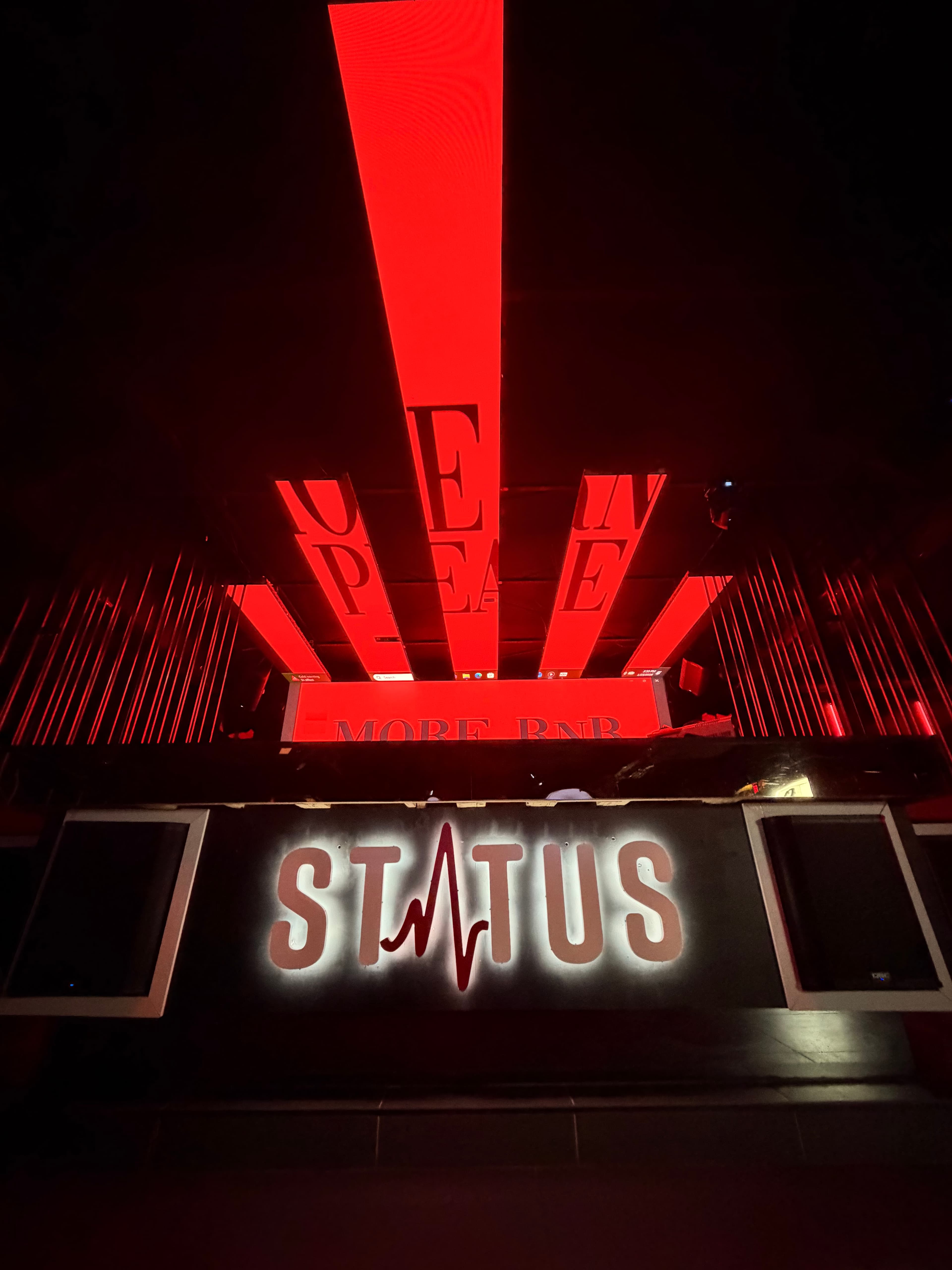Status DJ booth under red light